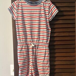 Polo by Ralph Lauren Red and Blue Striped Kids Romper
